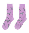 Chaussettes violettes avec motifs lévriers, de la marque Coucou Suzette.