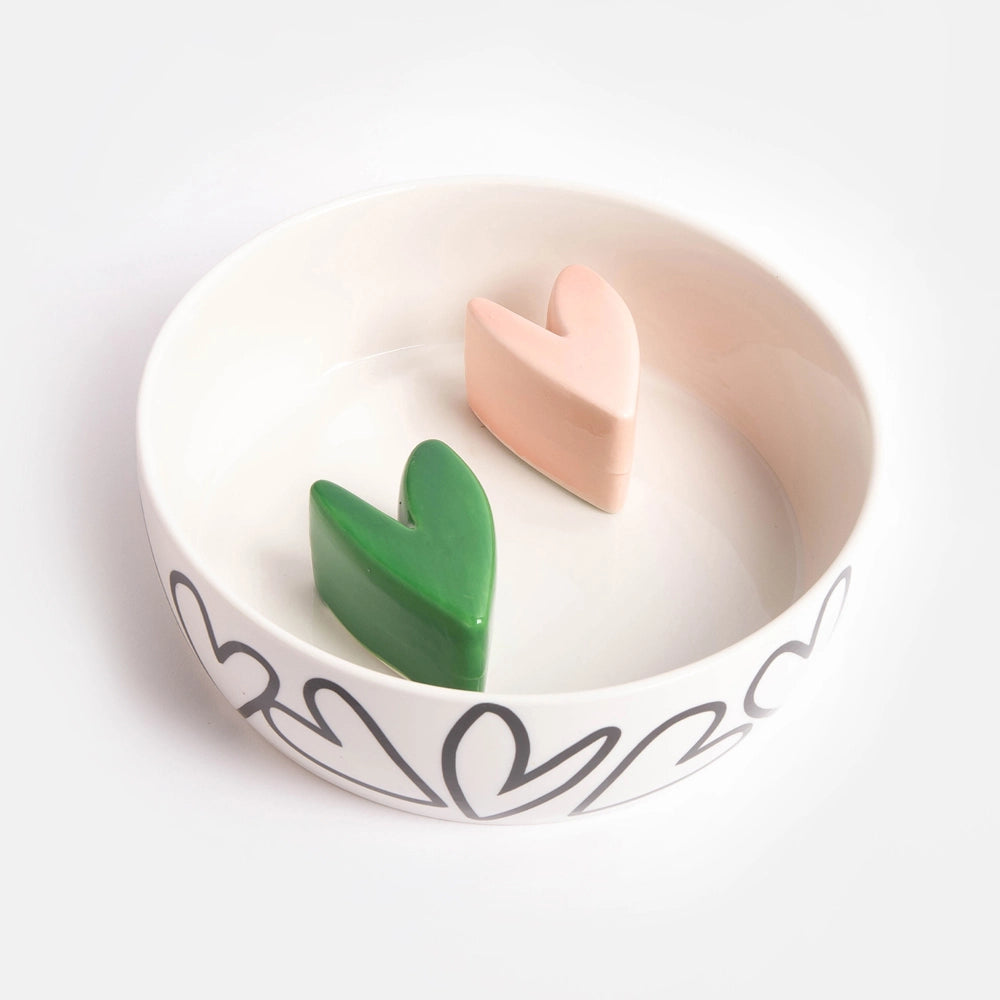 Mono Outline Hearts Slow Feeder Bowl - CAROLINE GARDNER