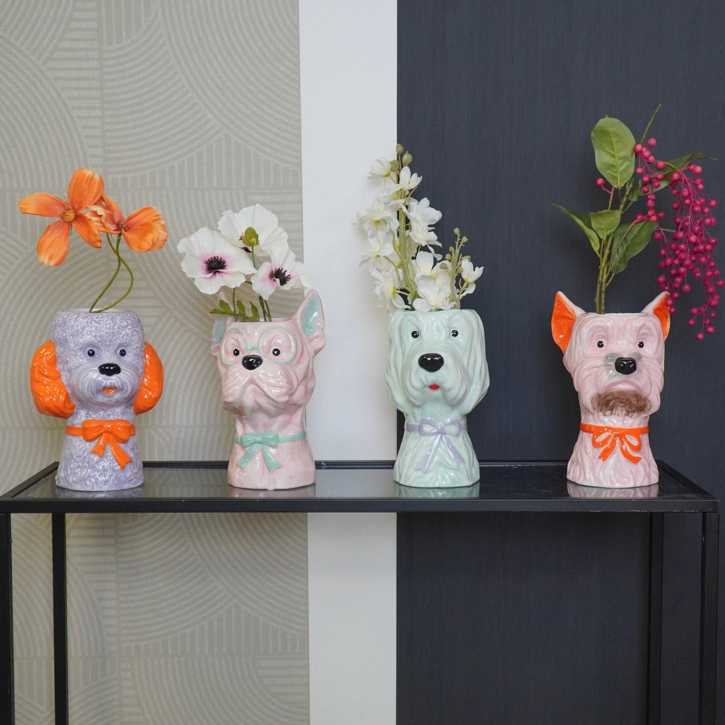Dog-shaped flower vase - Mint/Lilac - HOUSEVITAMIN