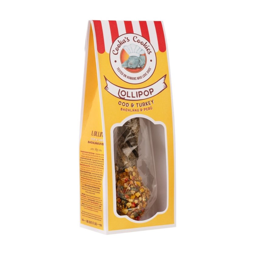Friandises en forme de sucette our chien, de la marque Cooka's Cookies