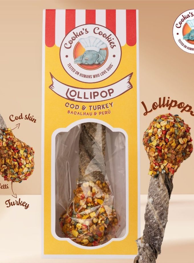 Friandises en forme de sucette our chien, de la marque Cooka's Cookies