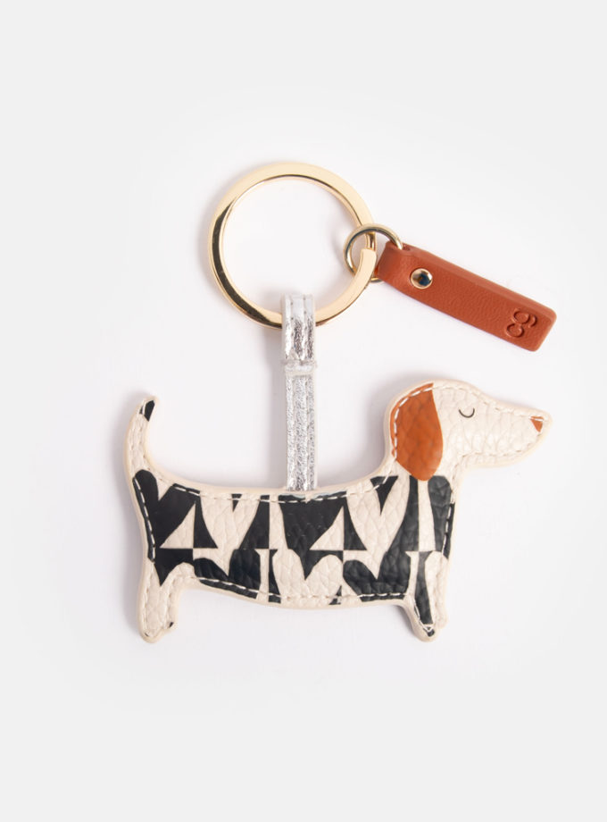 Porte-clés en cuir végétalien en forme de teckel, de la marque Caroline Gardner