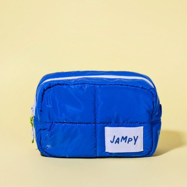 Trousse de toilette de voyage bleu électrique, pour chien et humain, de la marque Jampy