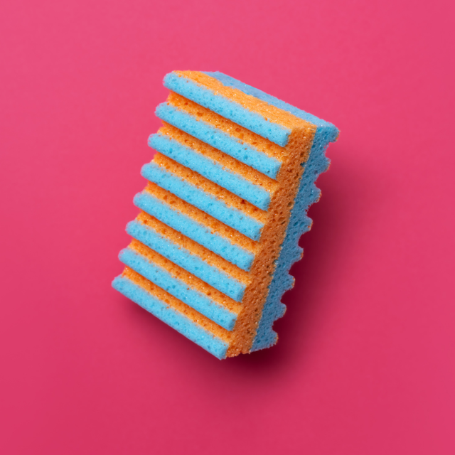 Eponge pour chien bleu et orange hypoallergénique et sans latex, de la marque Jampy.